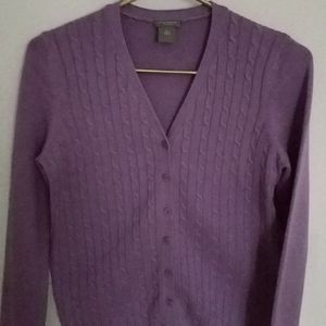 Ann Taylor Cardigan Sweater. Petite Small. Rich lavender. Like New.